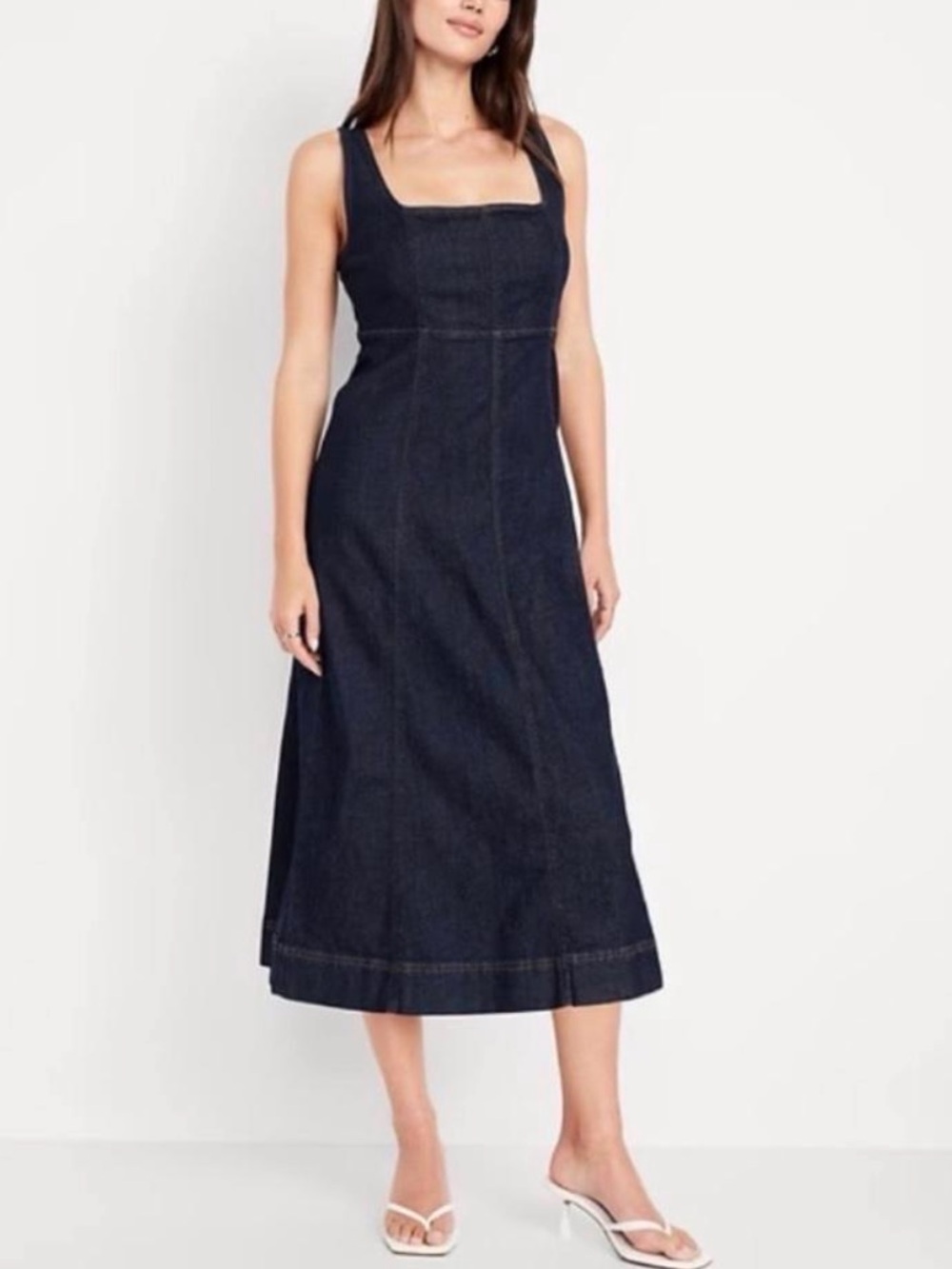 NWT Old Navy Fit & Flare Sleeveless Denim Midi Dress Large
